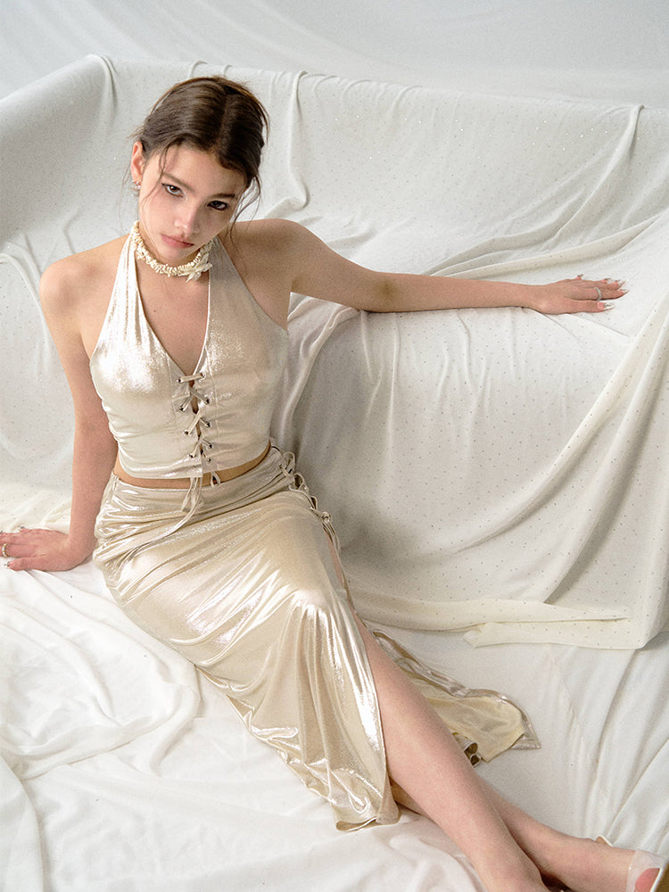J TheChosen Champagne Glossy Camisole Top