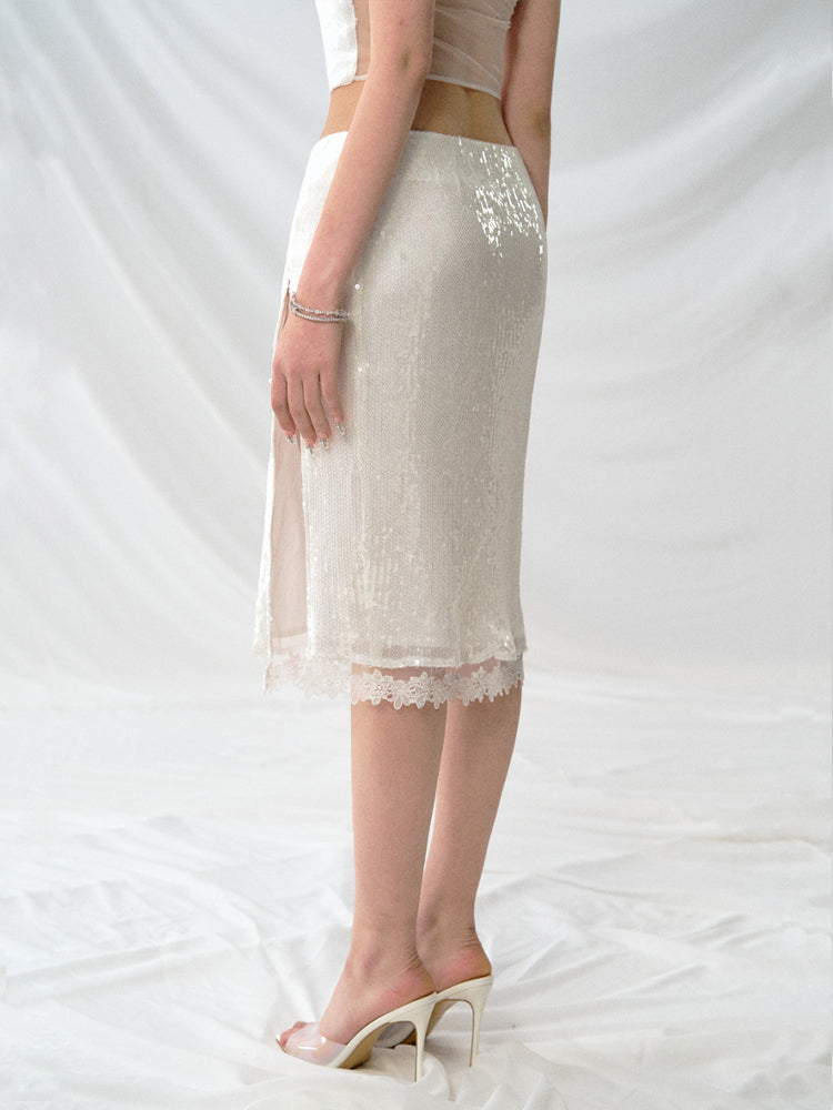 J TheChosen Sequin Lace Skirt