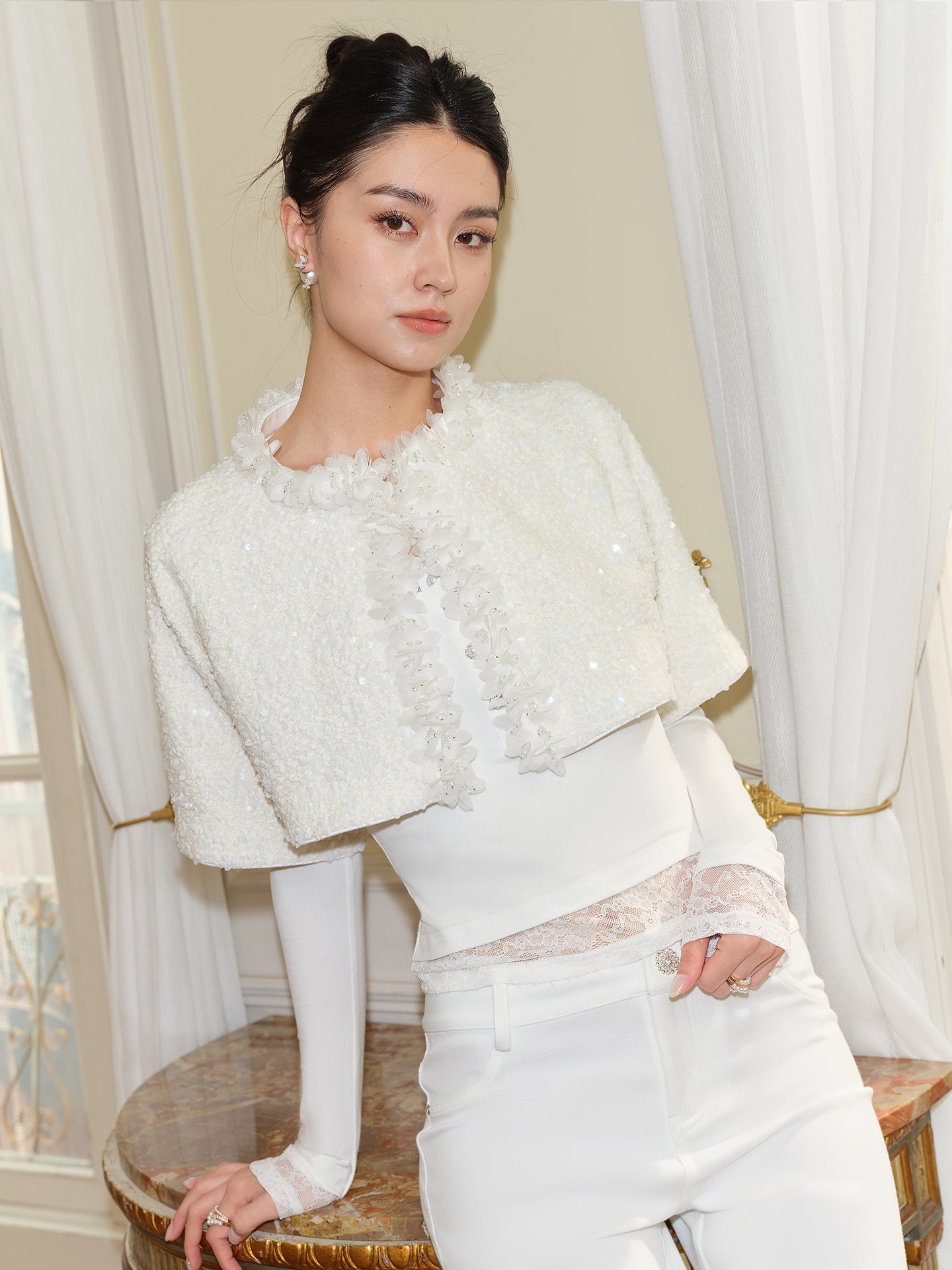 J TheChosen Beaded Openwork Capelet