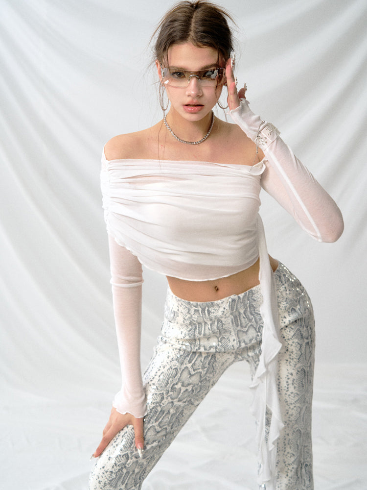 J TheChosen "Moon Veil Dance" Fake Two-Piece Off-Shoulder Knit Baselayer