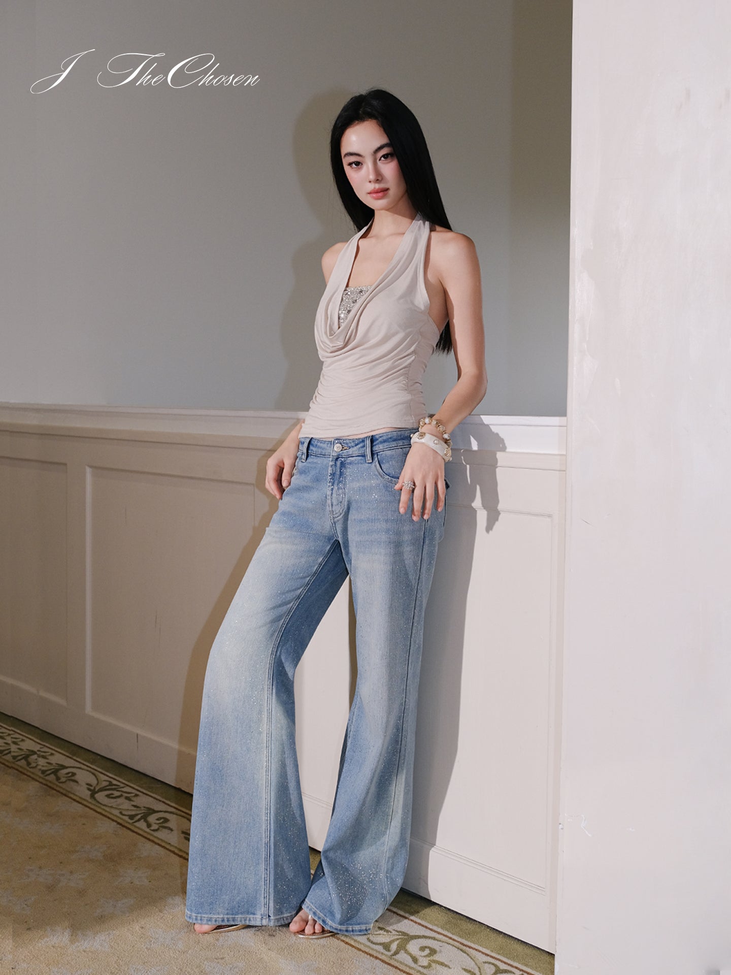 J TheChosen Silver-Speckled Slim Jeans