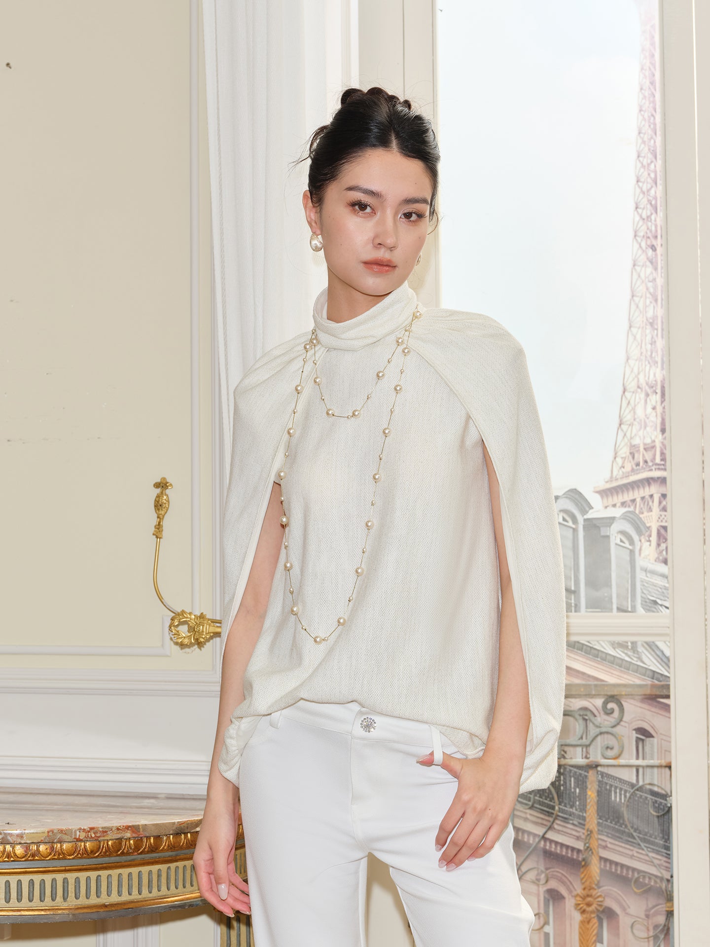 J TheChosen Metallic-Knit Cape Vest