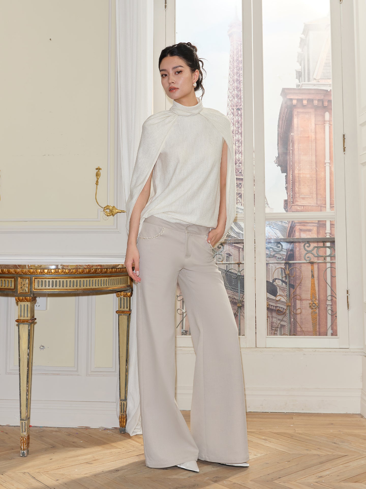 J TheChosen Metallic-Knit Cape Vest