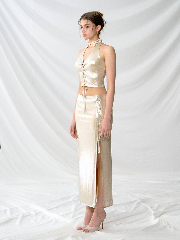 J TheChosen Champagne Glossy Camisole Top