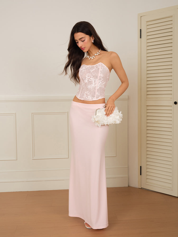 J TheChosen "Rosey Veil" Pleated skirt