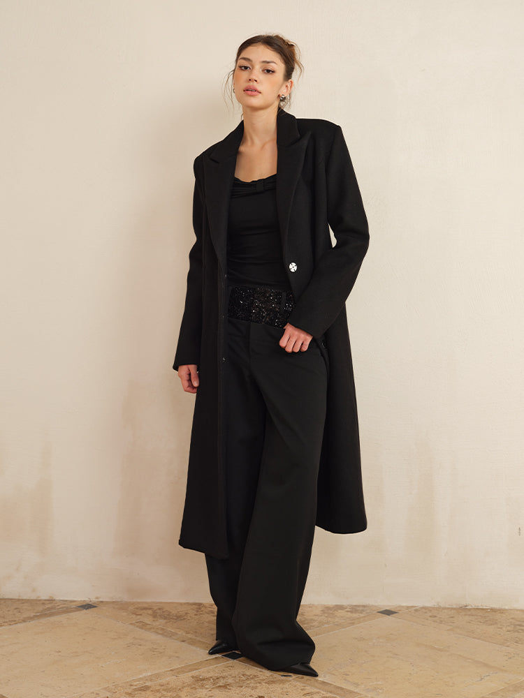 J TheChosen Non-Stretch Wool-Blend Mid-Length Coat