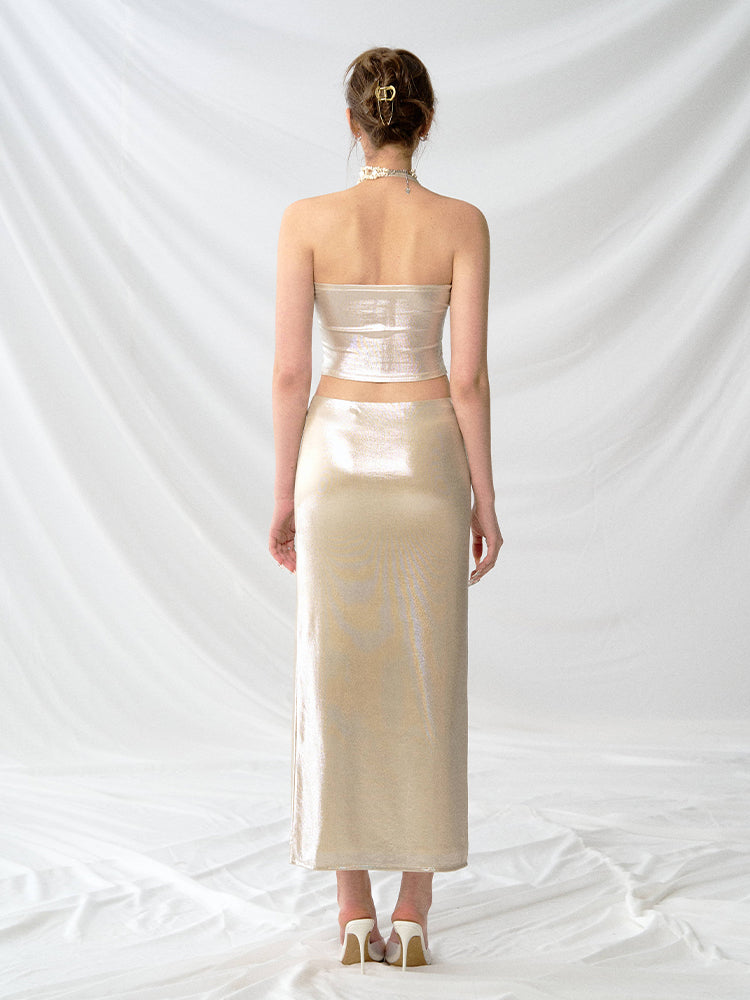 J TheChosen Champagne Glossy Camisole Top