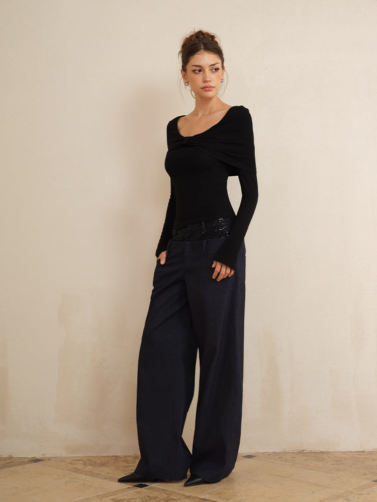 J TheChosen Faux Two-Piece Knit Top with Bow