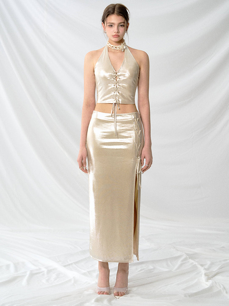 J TheChosen Champagne Glossy Camisole Top