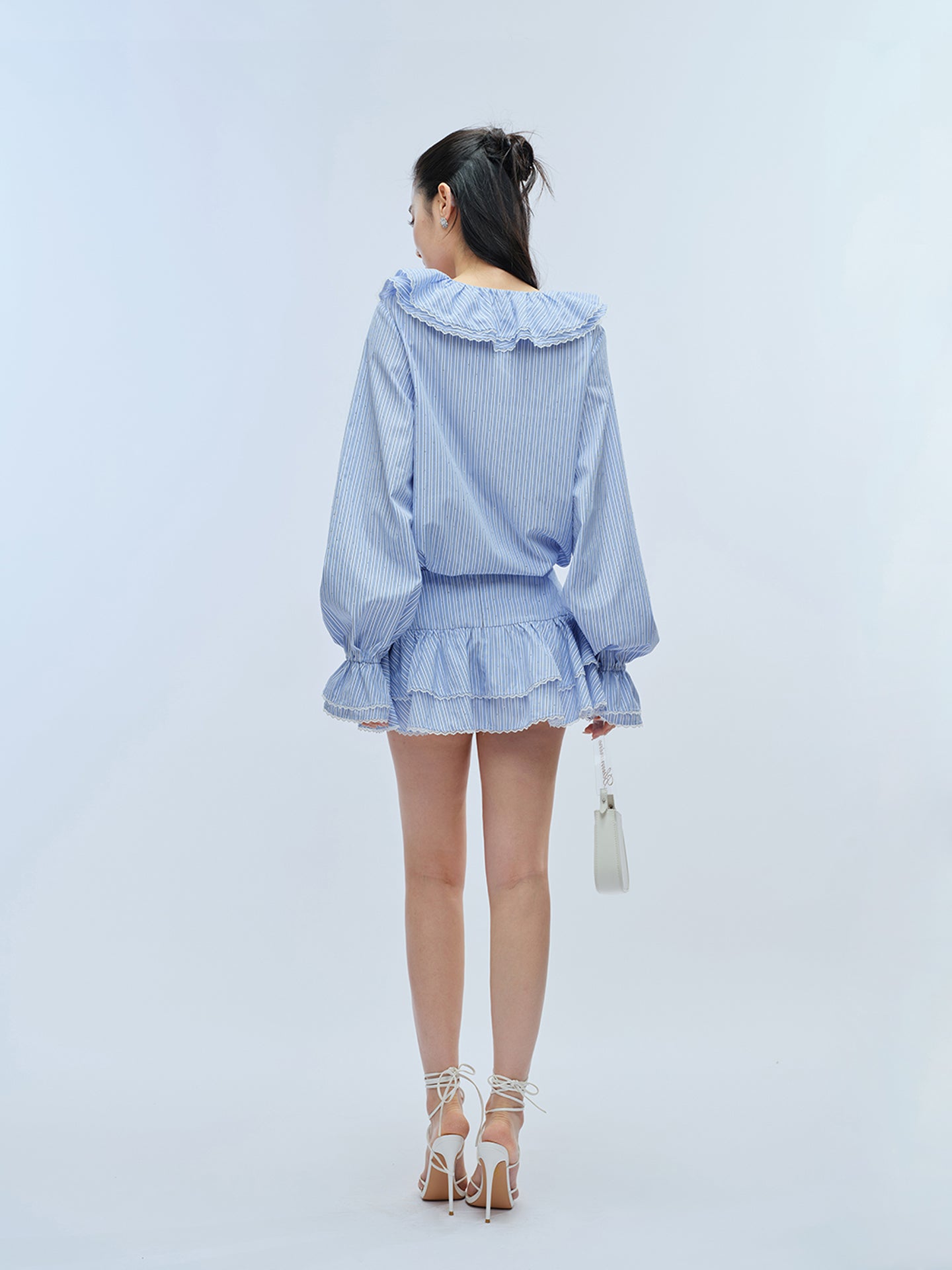 J TheChosen Striped Tie-Front Ruffle Two-Piece Set