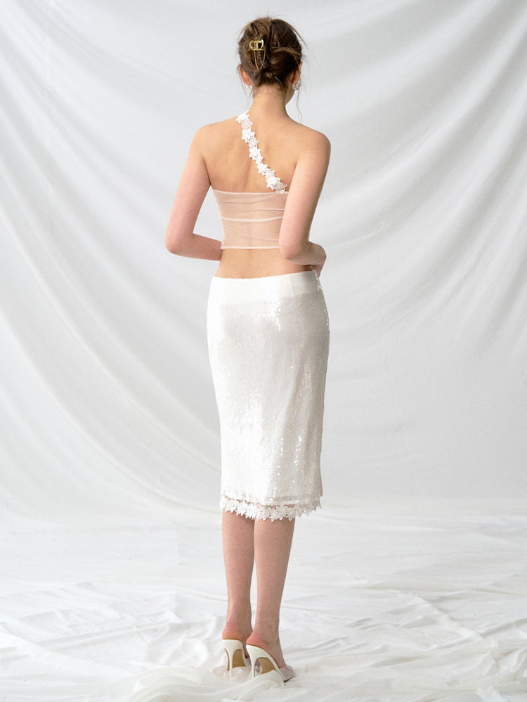 J TheChosen Sequin Lace Skirt