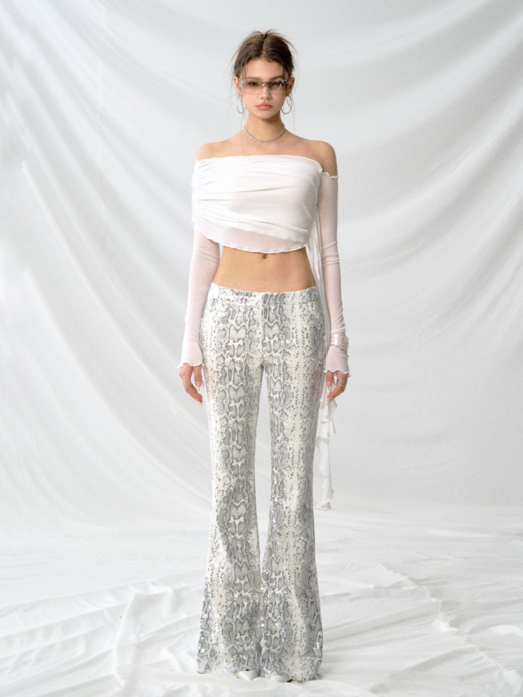 J TheChosen "Moon Veil Dance" Fake Two-Piece Off-Shoulder Knit Baselayer