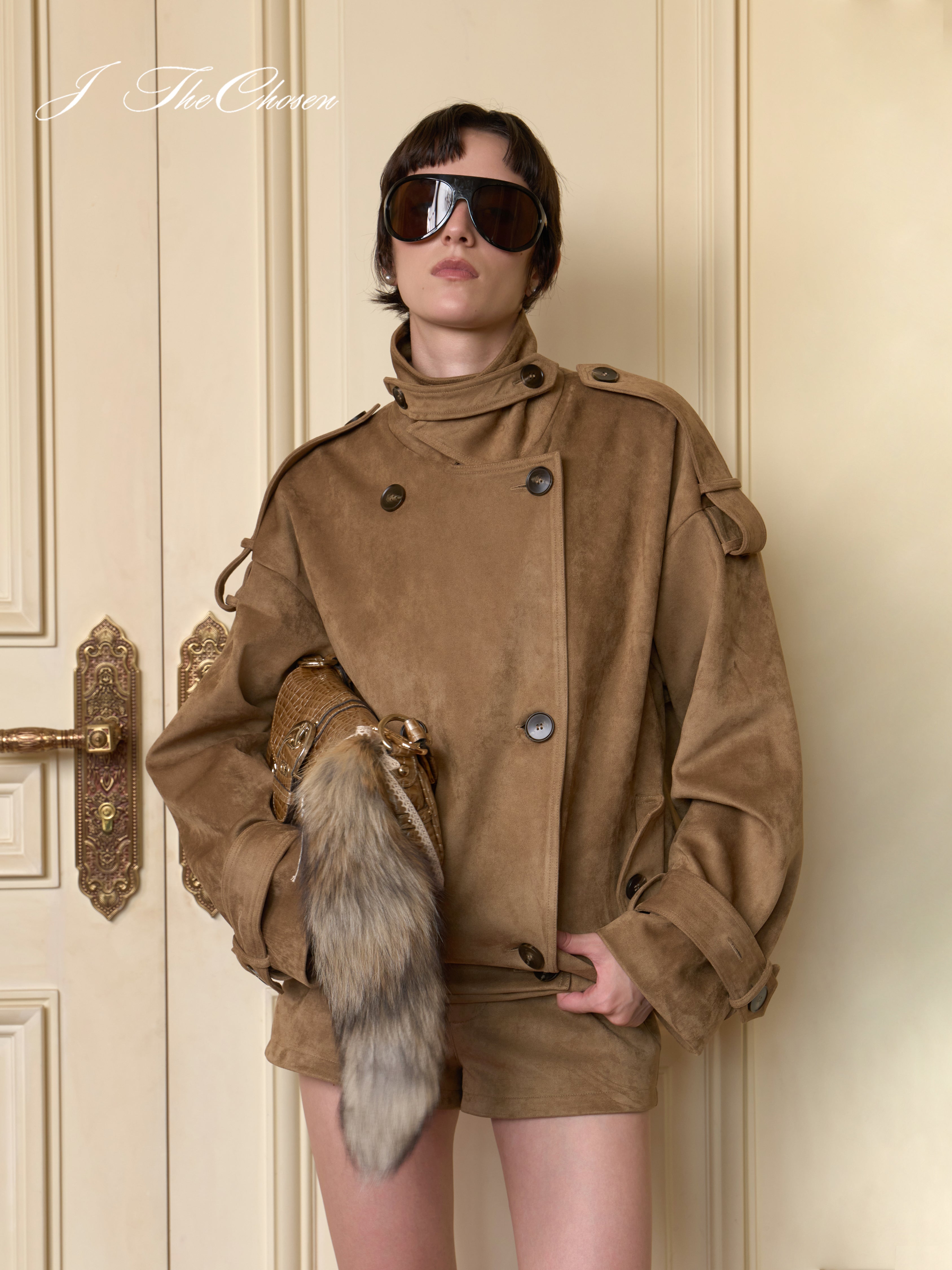 J TheChosen Suede Jacket & Shorts Set