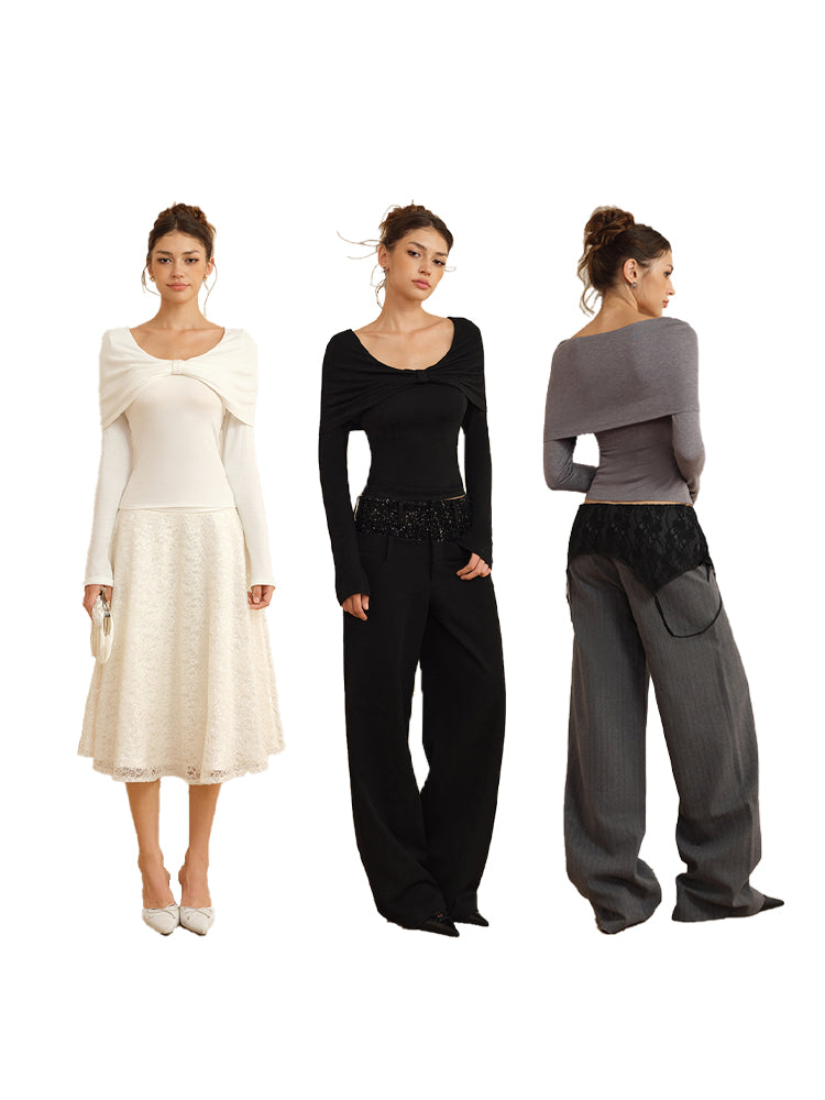 J TheChosen Faux Two-Piece Knit Top with Bow