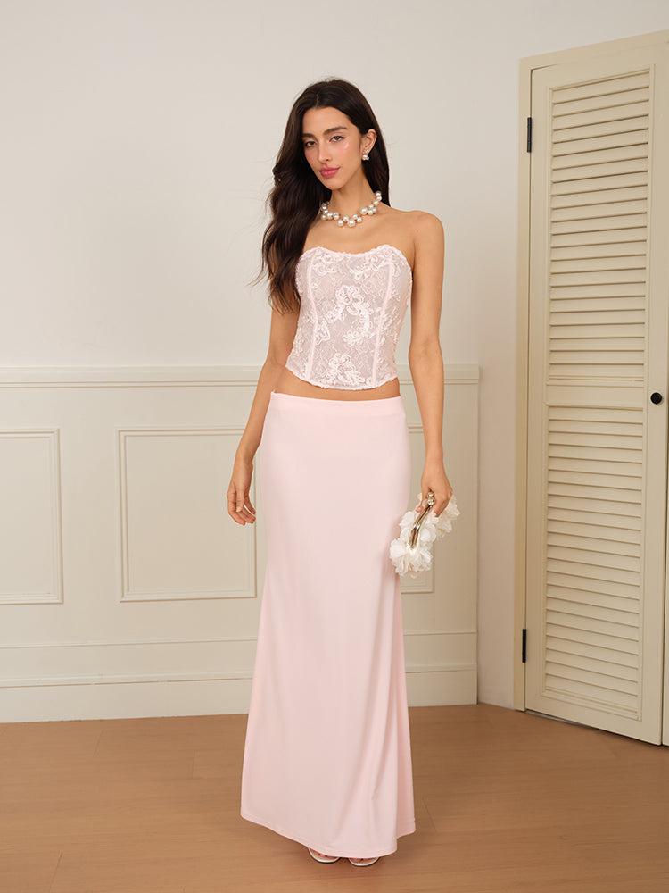 J TheChosen  "Rosey Veil" Pleated skirt