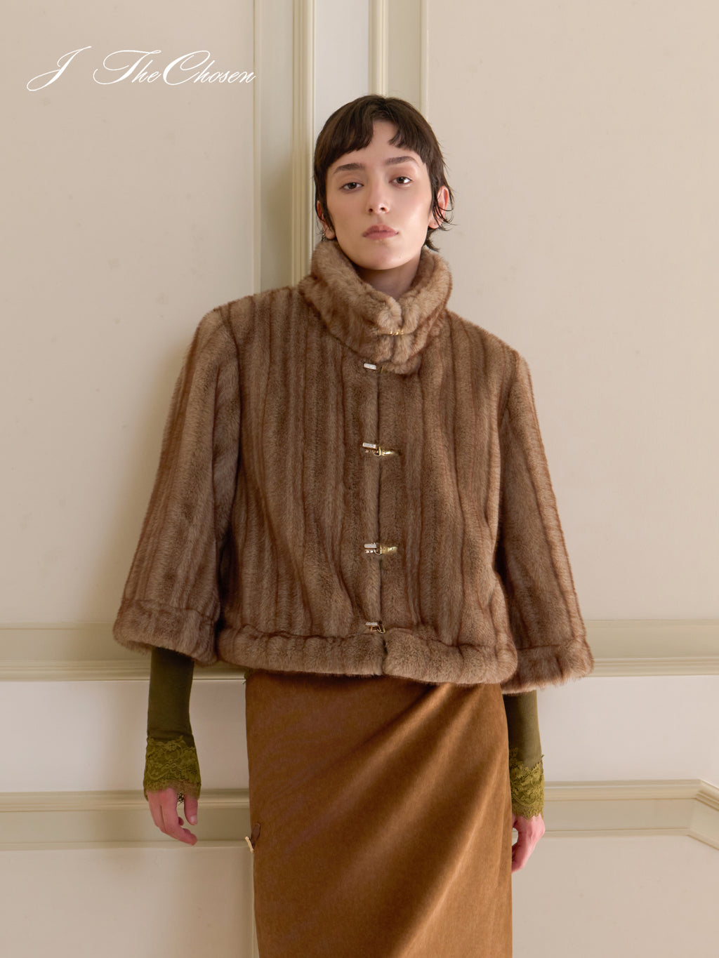 J TheChosen Cropped Faux Fur Jacket