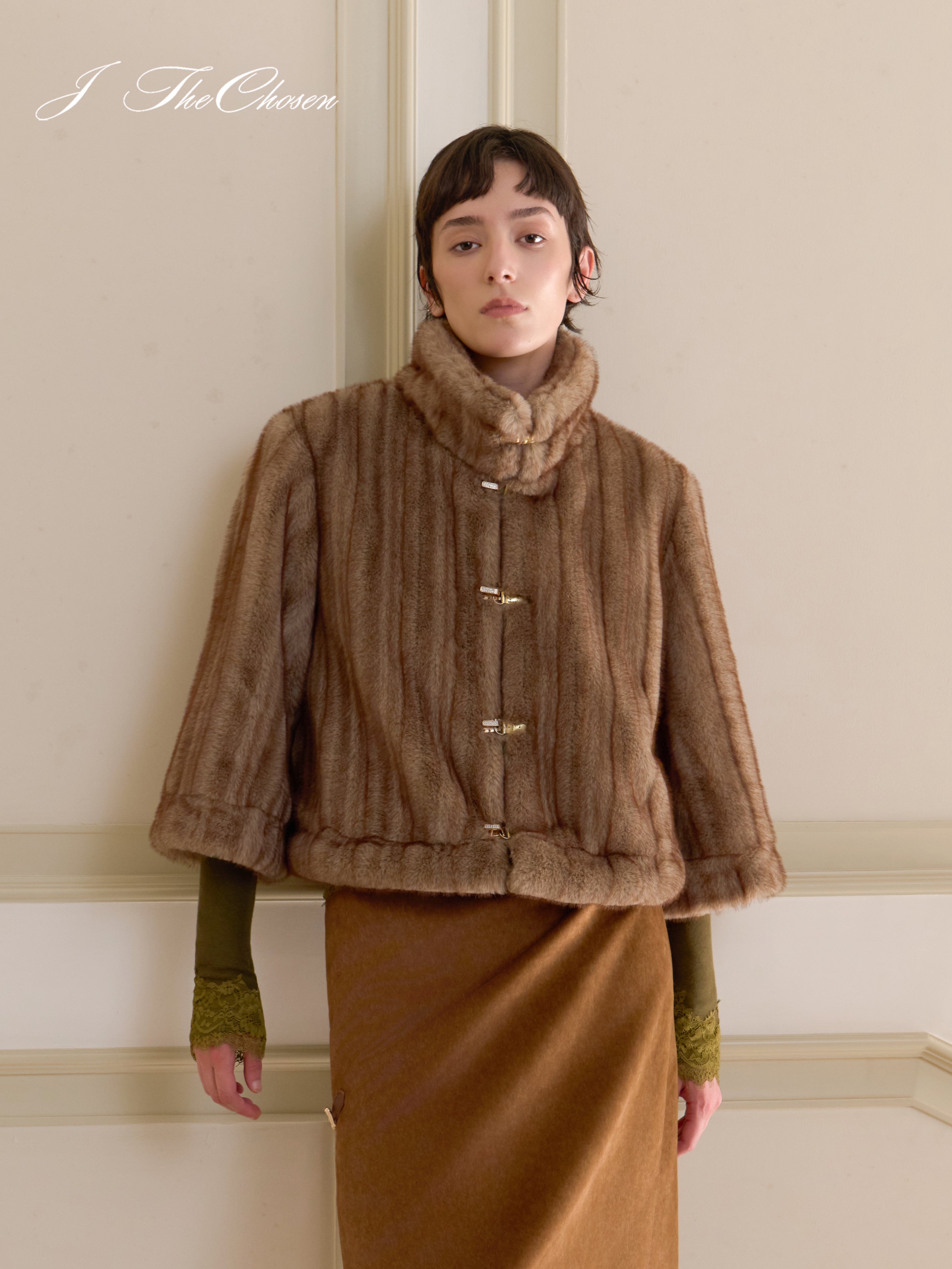 J TheChosen Cropped Faux Fur Jacket