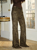 J TheChosen Embroidered Stretch-Suede Flared Pants