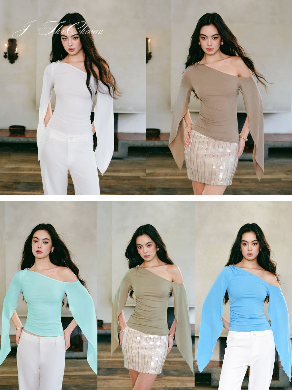 J TheChosen Asymmetric Off-Shoulder Ruffle Top