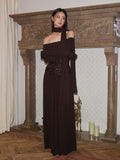 J TheChosen Off-Shoulder Sequin Gown with Scarf
