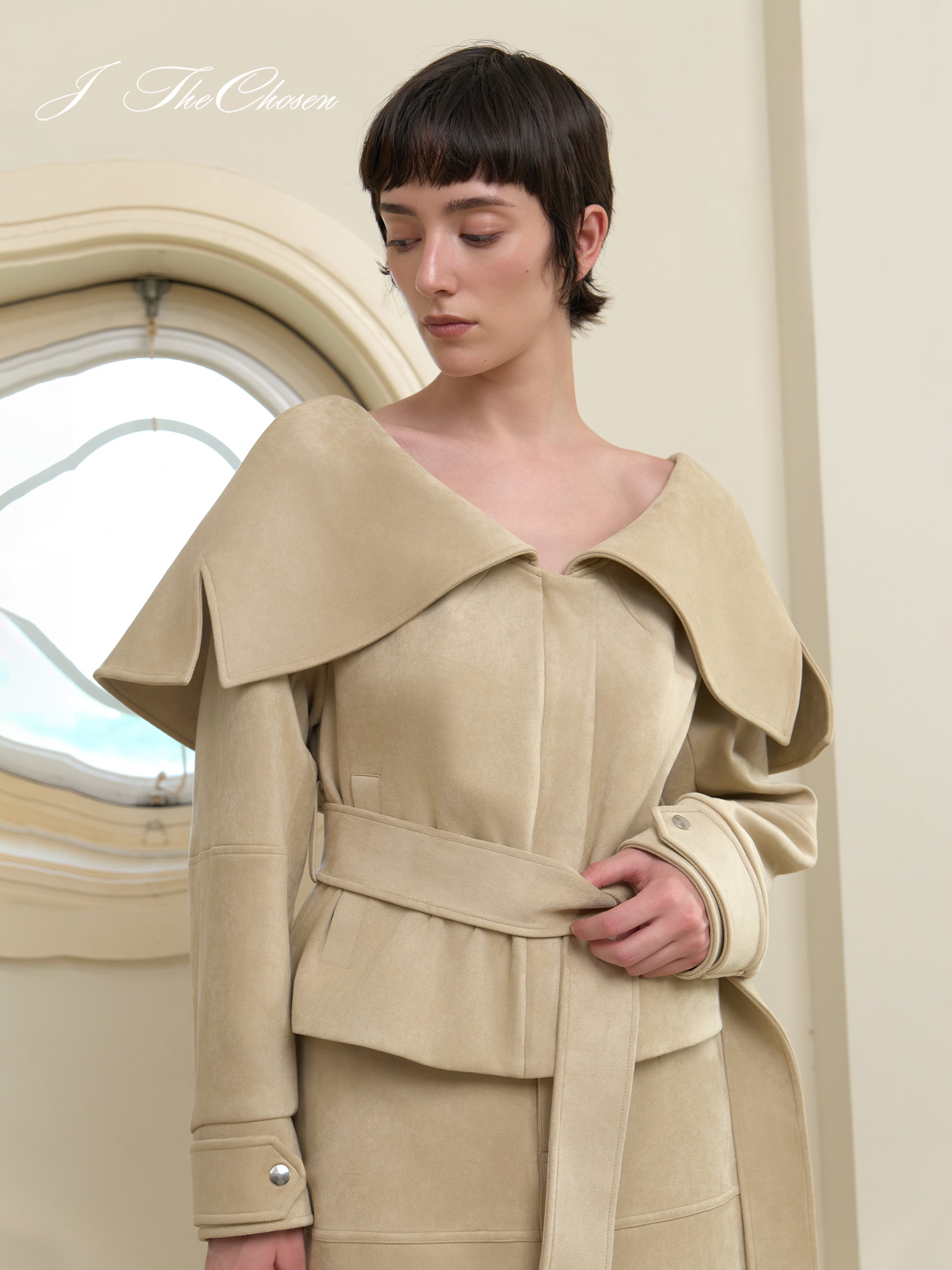 J TheChosen Suede Jacket & Skirt Set