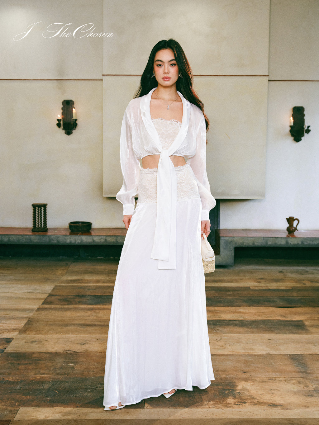 J TheChosen French Lace Chiffon Skirt Set