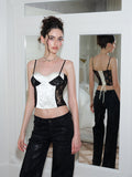 J TheChosen Satin Sequined Lace Corset Top