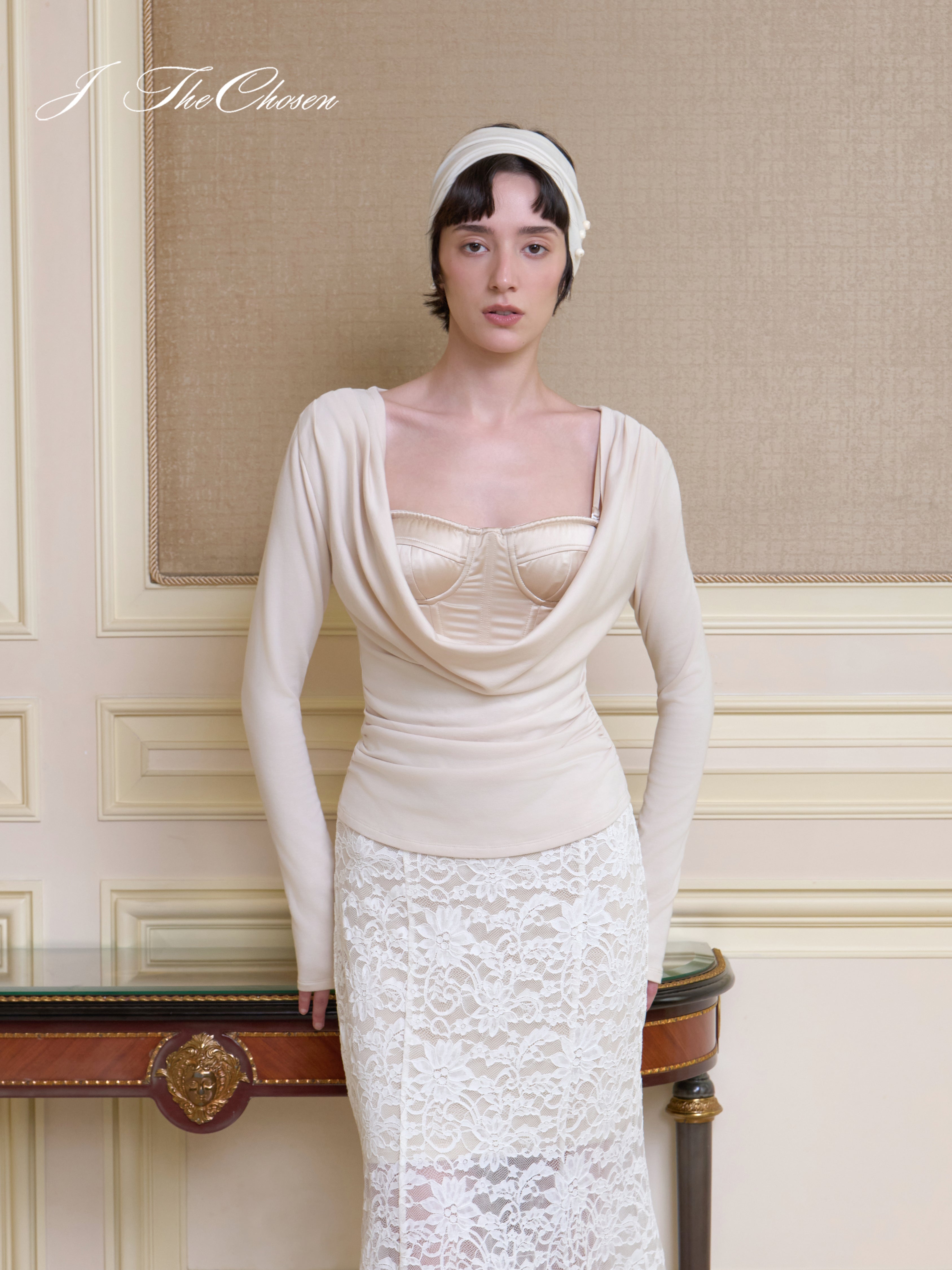 J TheChosen Boned Bustier & Cowl Knit Set