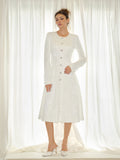 J TheChosen Camellia Lace Sequin With Pearl Buttons Midi Dress