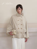 J TheChosen Drawstring Ruffle Trench Coat