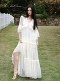 J TheChosen Lace Layered Ruffle Dress