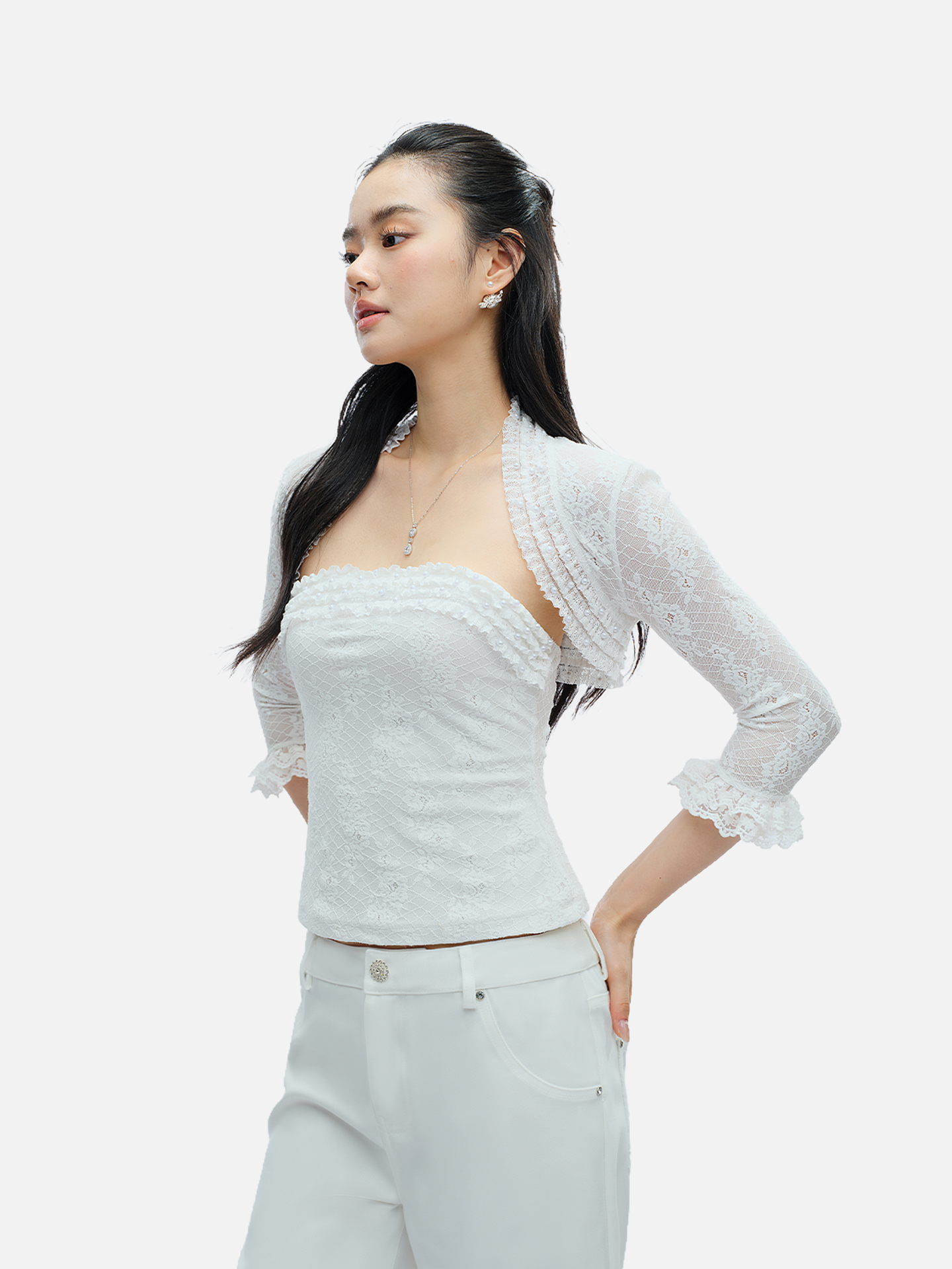 J TheChosen Lace & Pearl Two-Piece Set