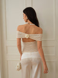 J TheChosen Off-Shoulder Back Flower Lace Top