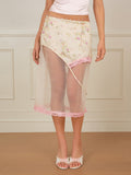 J TheChosen Spaghetti Strap Faux Floral Lace Mid Skirt