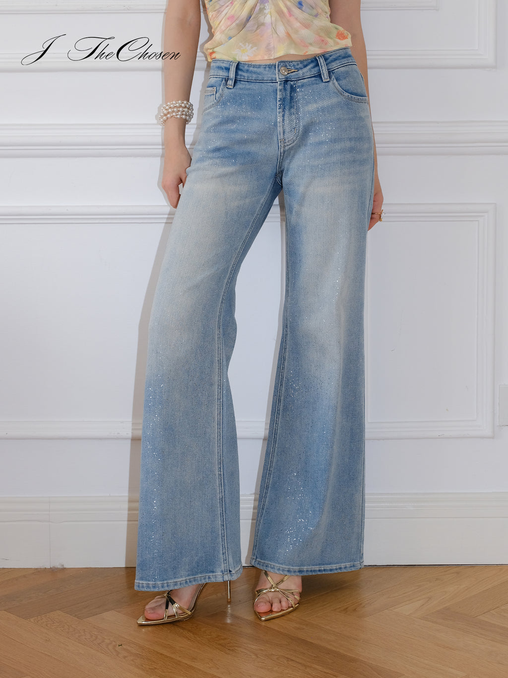 J TheChosen Silver-Speckled Slim Jeans