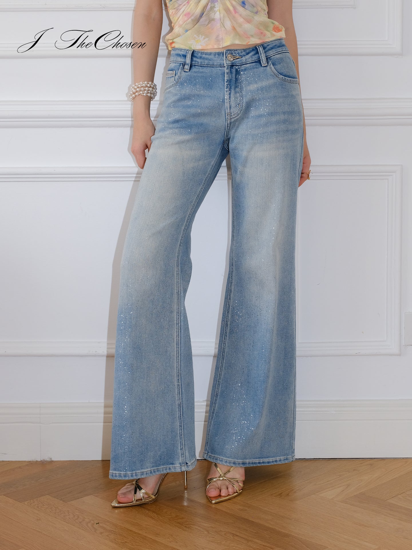 J TheChosen Silver-Speckled Slim Jeans
