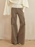 J TheChosen Gold-Thread Utility Wide-Leg Pants