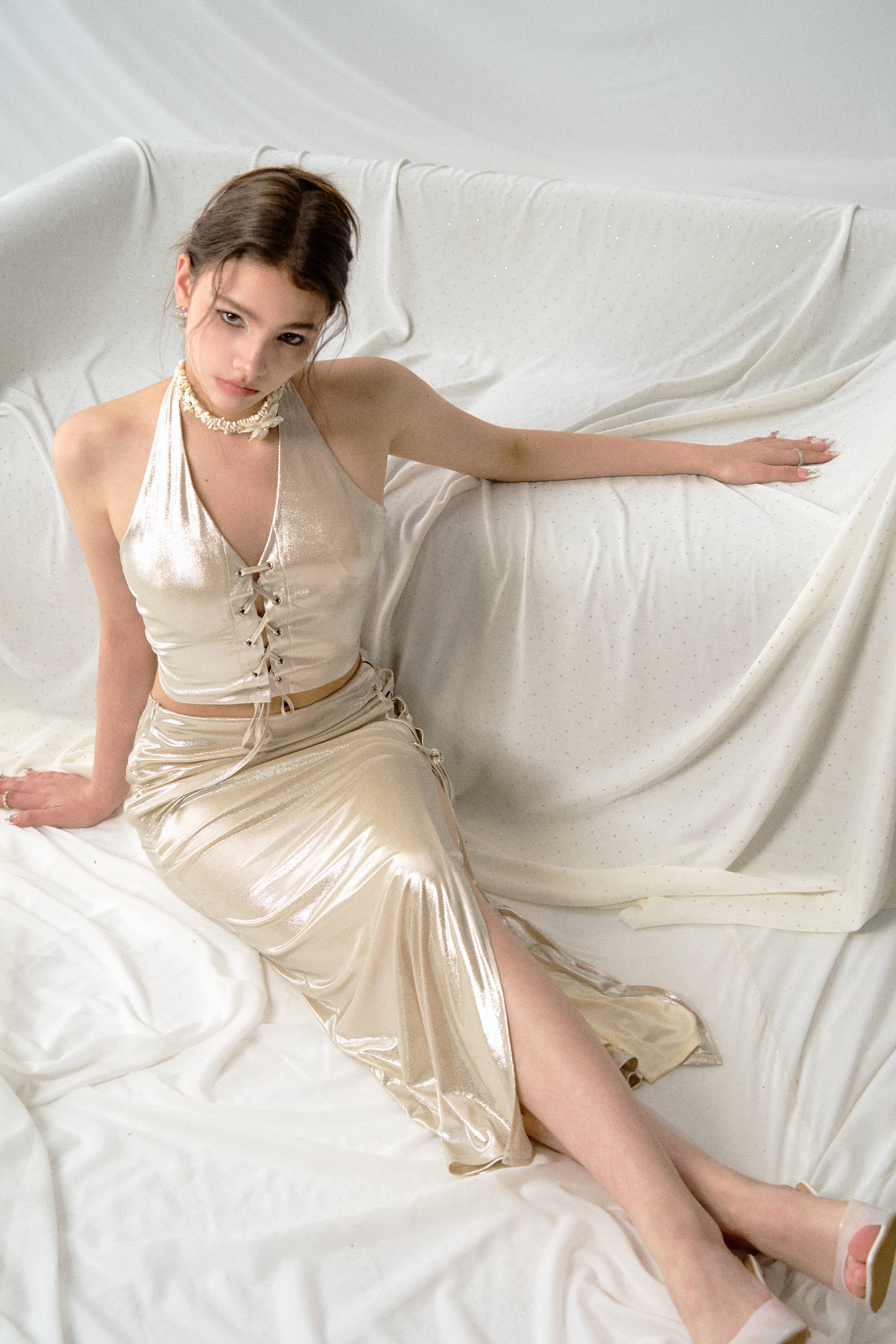 J TheChosen Champagne Glossy Camisole Top