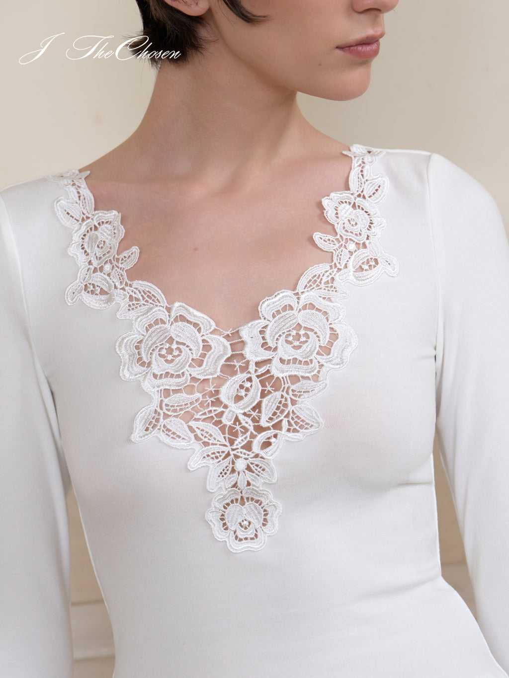 J TheChosen Lace-Knit Top