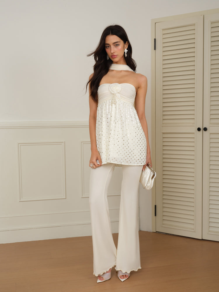 J TheChosen "Silken Mirage"Polka Dot 3D Beaded Flower Set