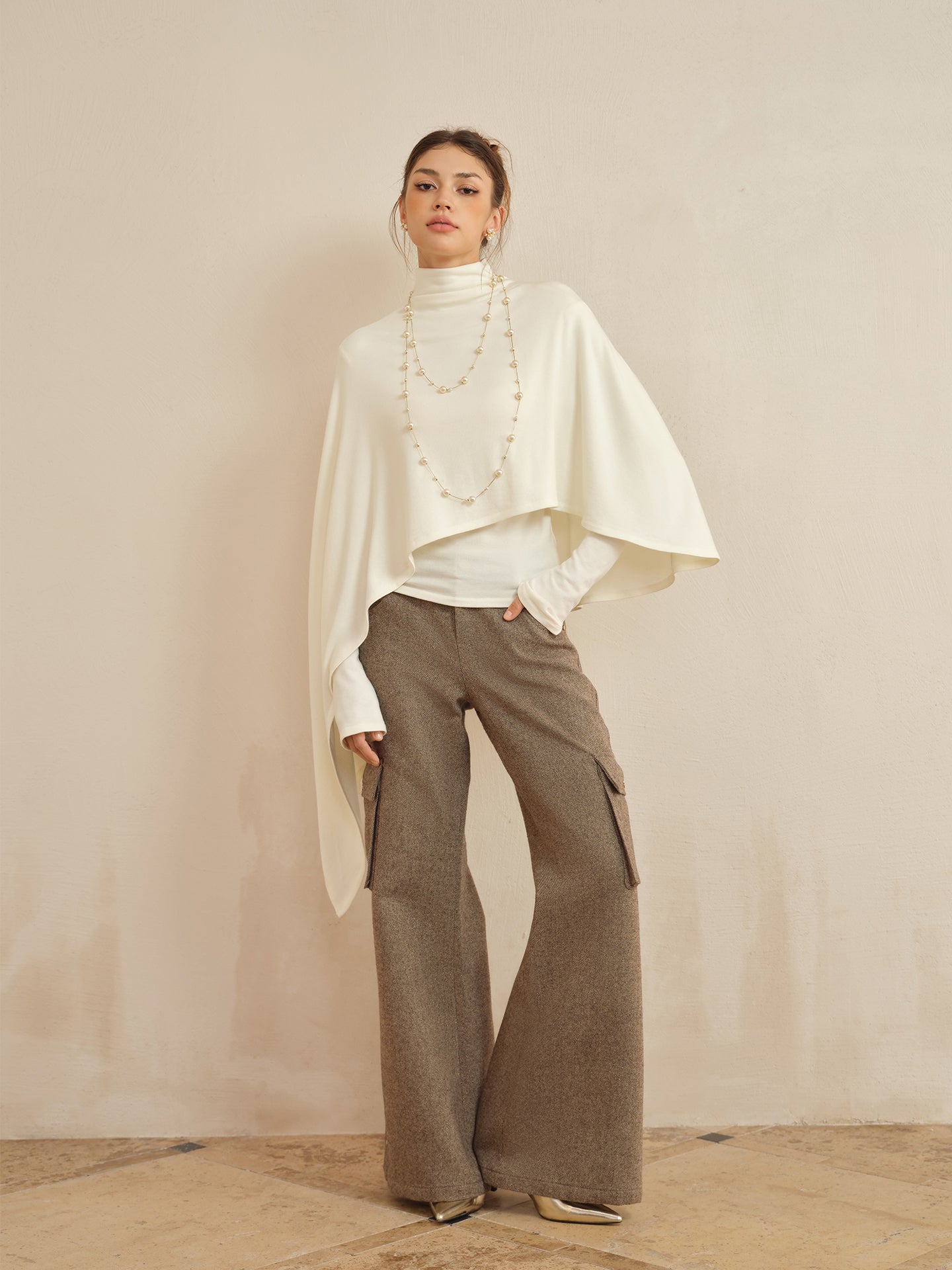 J TheChosen Gold-Thread Utility Wide-Leg Pants
