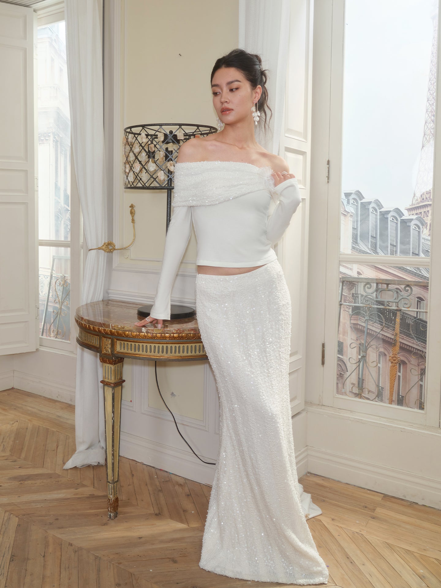 J TheChosen Sequin Lace-Knit Mermaid Dress