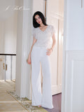 J TheChosen Lace Ruffle V-Neck Knit Top