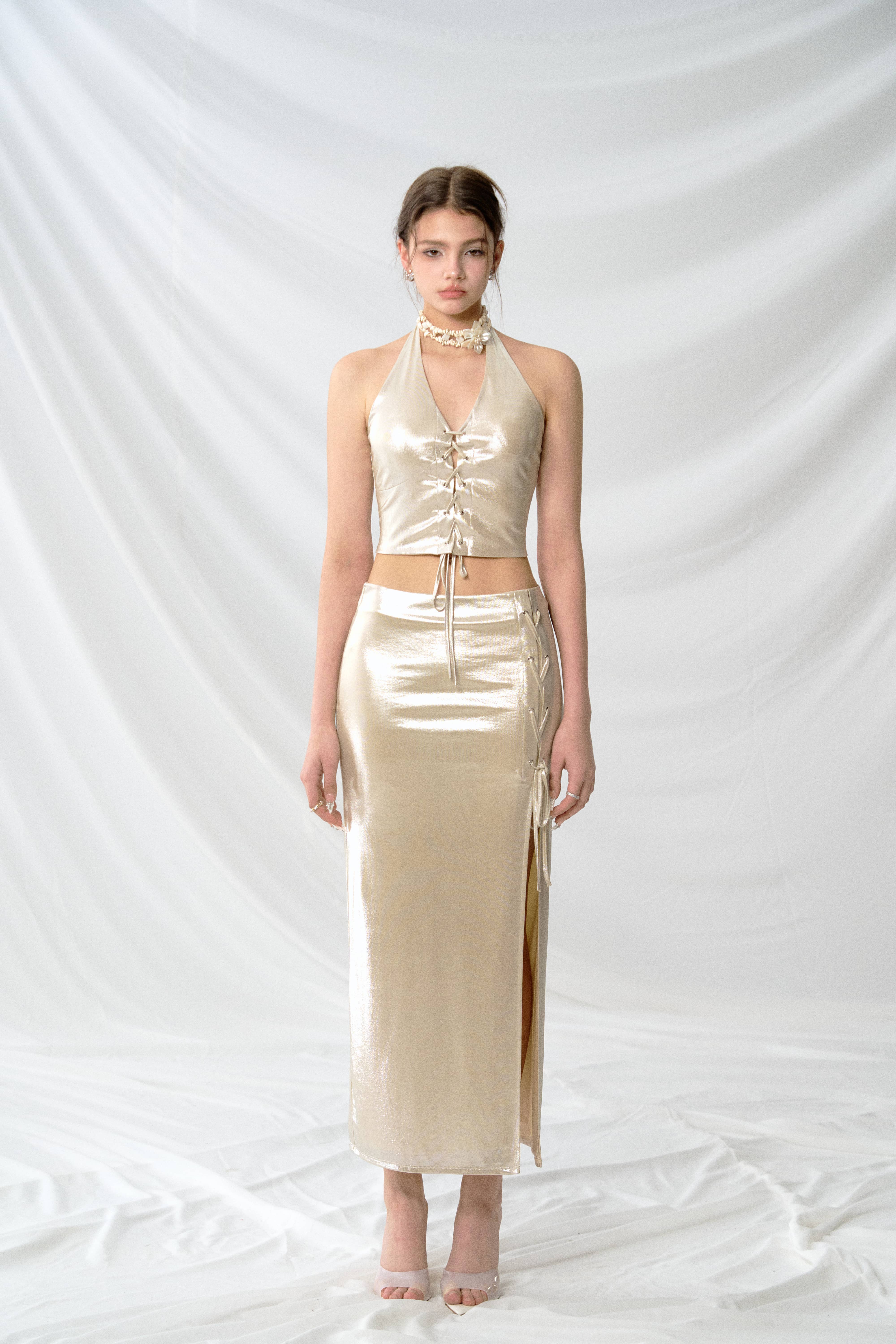 J TheChosen Champagne Glossy Camisole Top