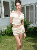 J TheChosen Off-Shoulder  Ruched Shell Waist Chain Set