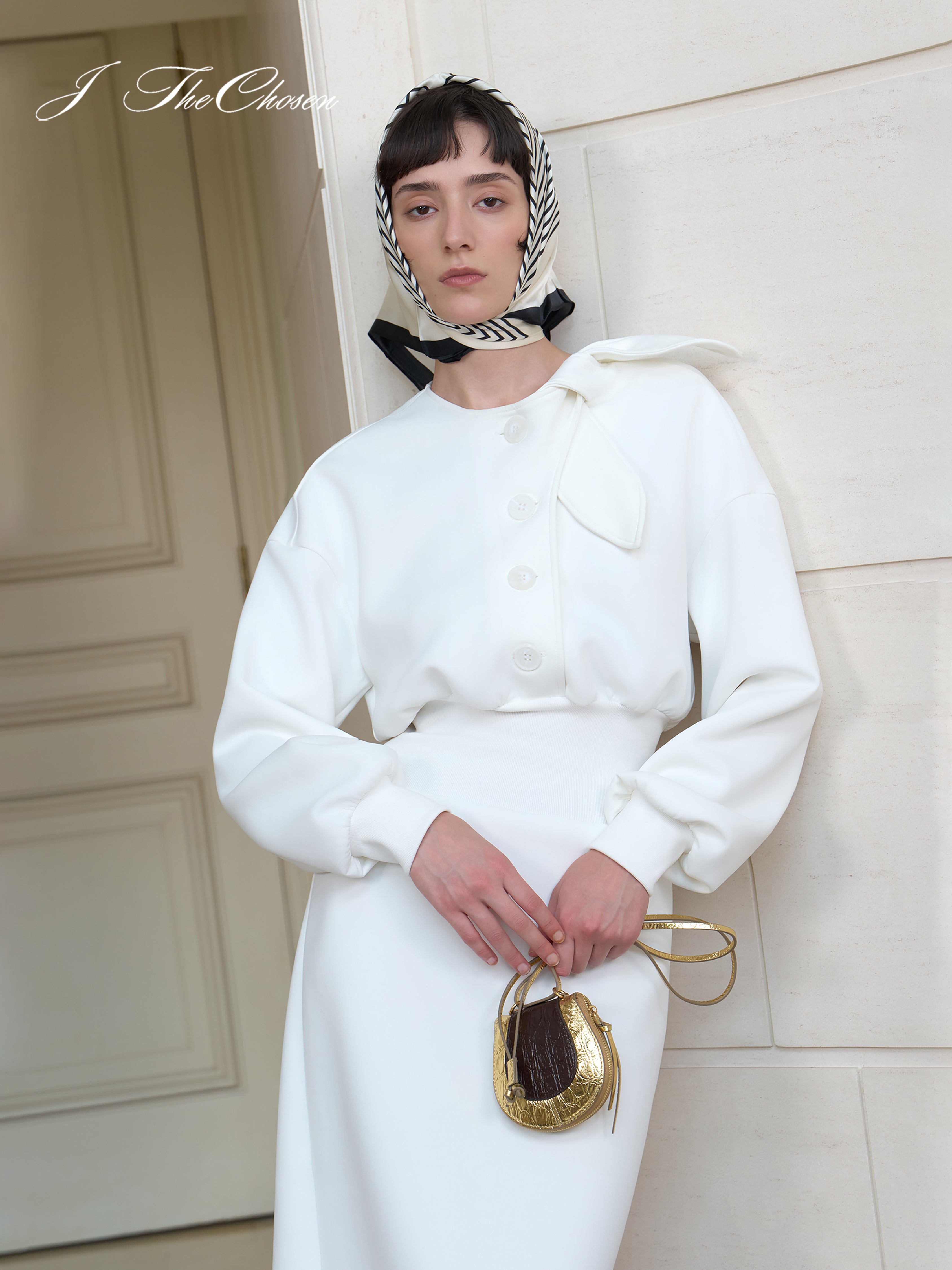 J TheChosen French Tie-Belt Bow-Waist A-Line Dress