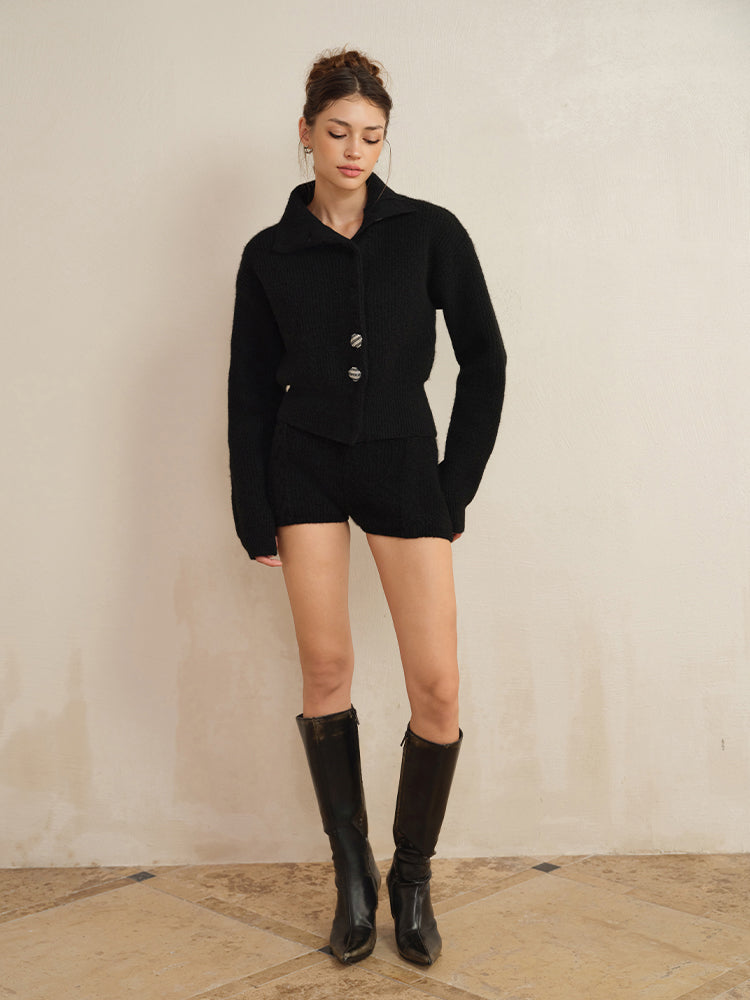 J TheChosen High-Neck Wool Cardigan