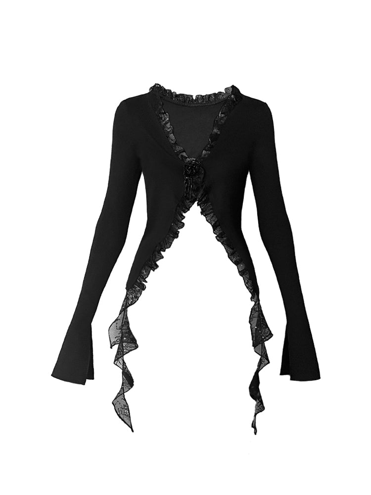 J TheChosen Black Lace Cardigan Base Layer