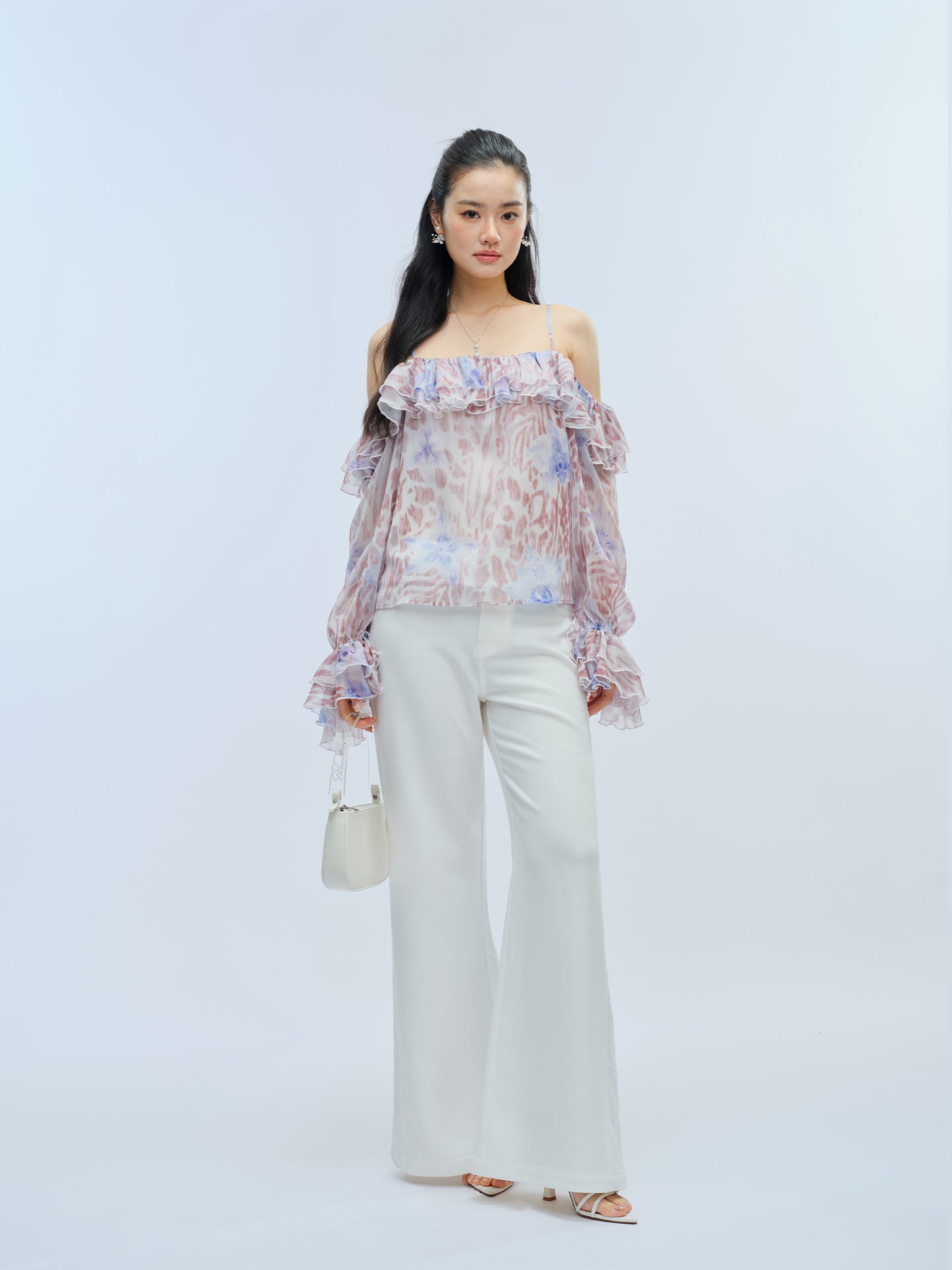 J TheChosen Leopard Chiffon Ruffle Top