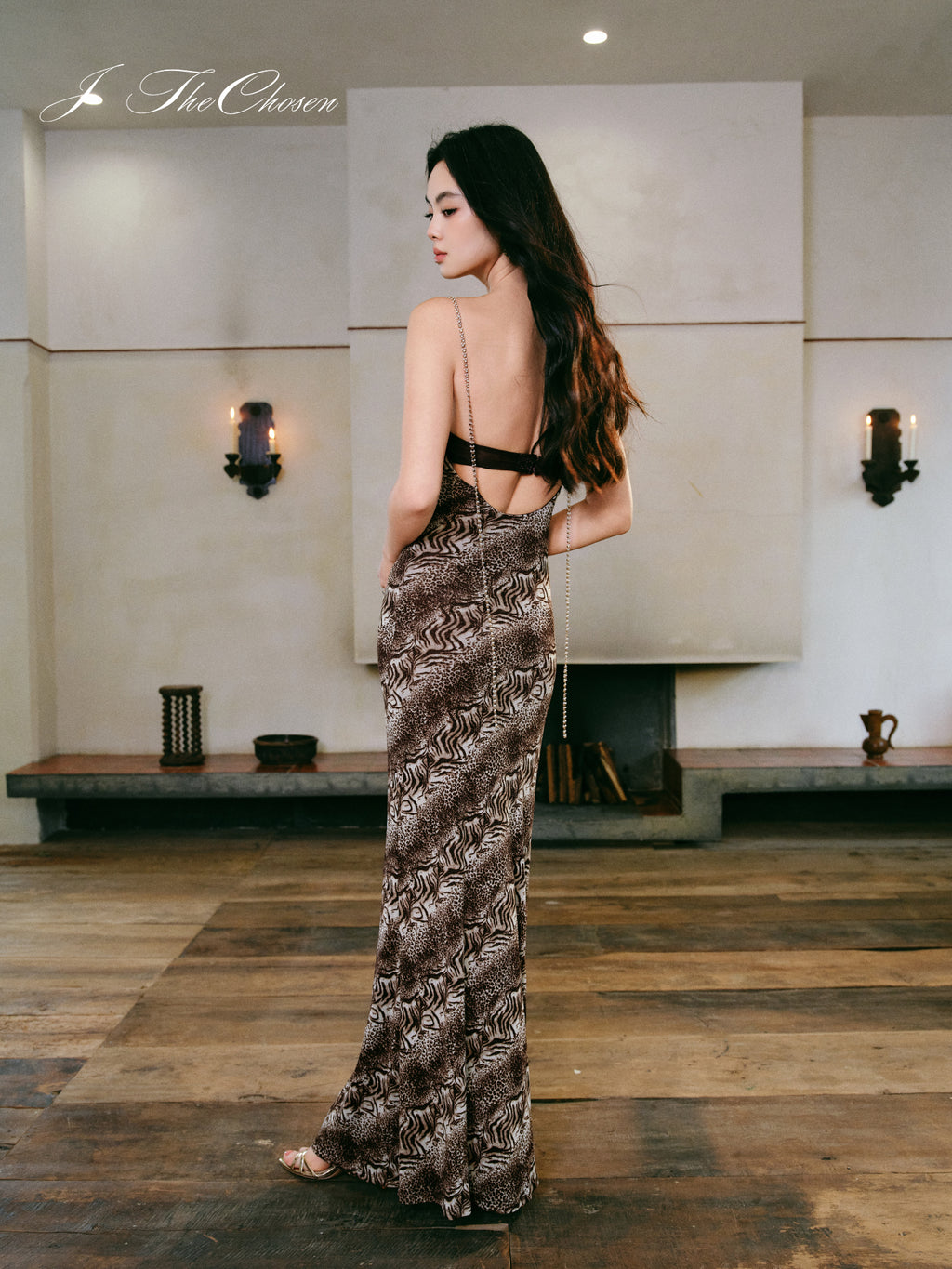 J TheChosen Vintage Animal-Print Belted Dress